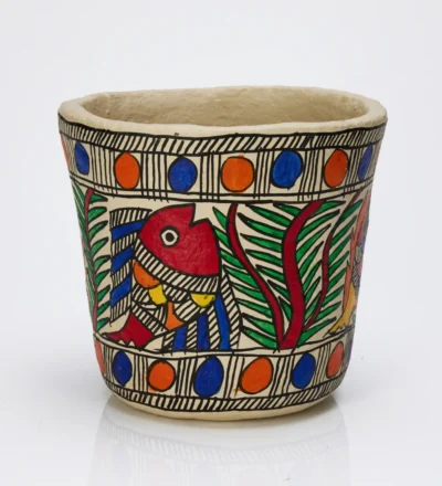 Fish Motif Paper Mache Decorative Storage Bin