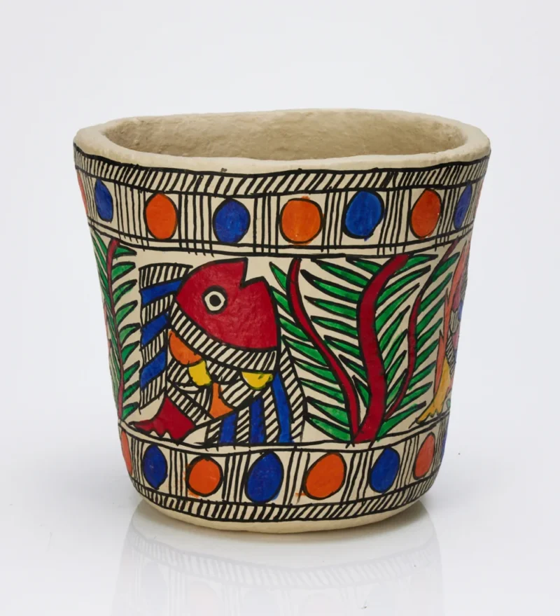 Fish Motif Paper Mache Decorative Storage Bin