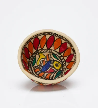 Fish Motif Round Paper Mache Bowl Small