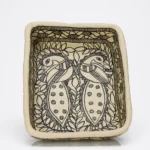 Monochrome Peacock Couple Motif Paper Mache Tray