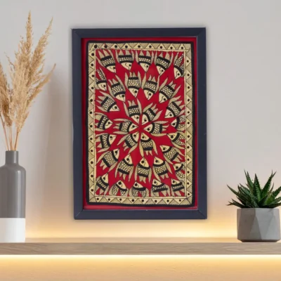 Meen raas madhubani painting with frame