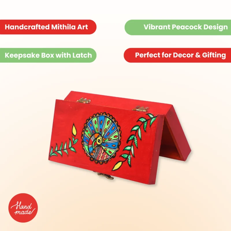 handpainted madhubani peacock gift box