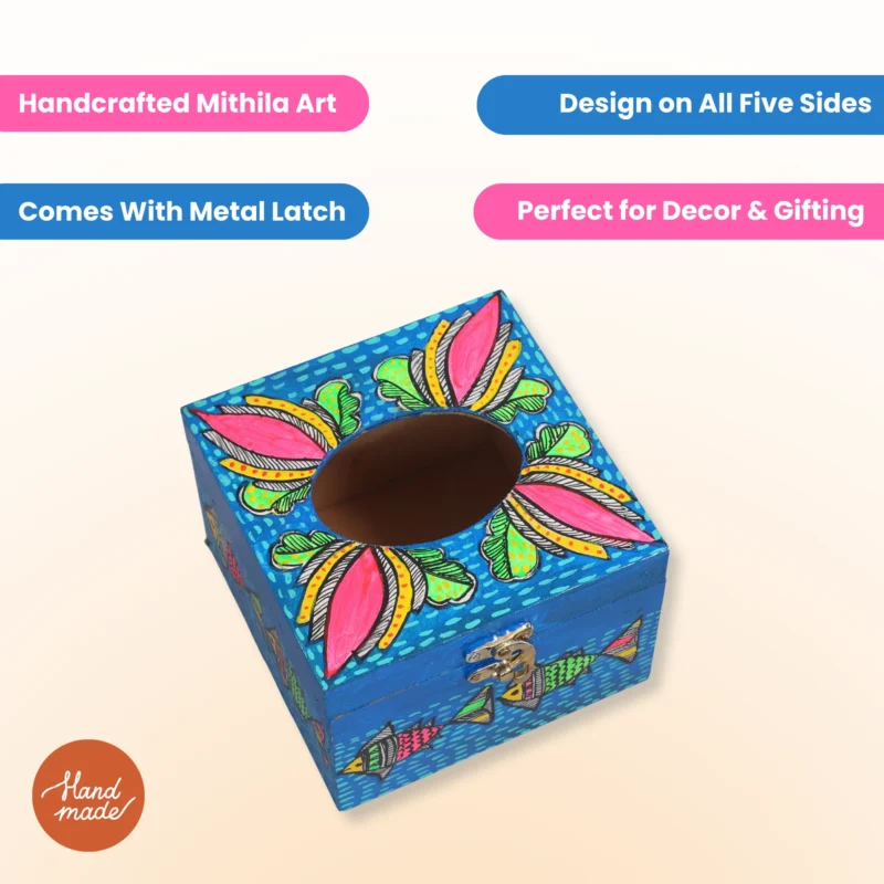 handpainted madhubani tissue box