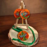 madhubani bird earring and pendant set