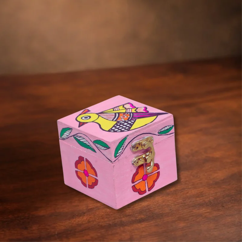 madhubani bird small keepsake box with latch