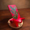 madhubani birds on branch handpainted mobile stand and holder for desk