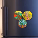 madhubani birds theme fridge magnet set of 3