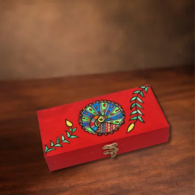 madhubani dancing peacock decorative gift box