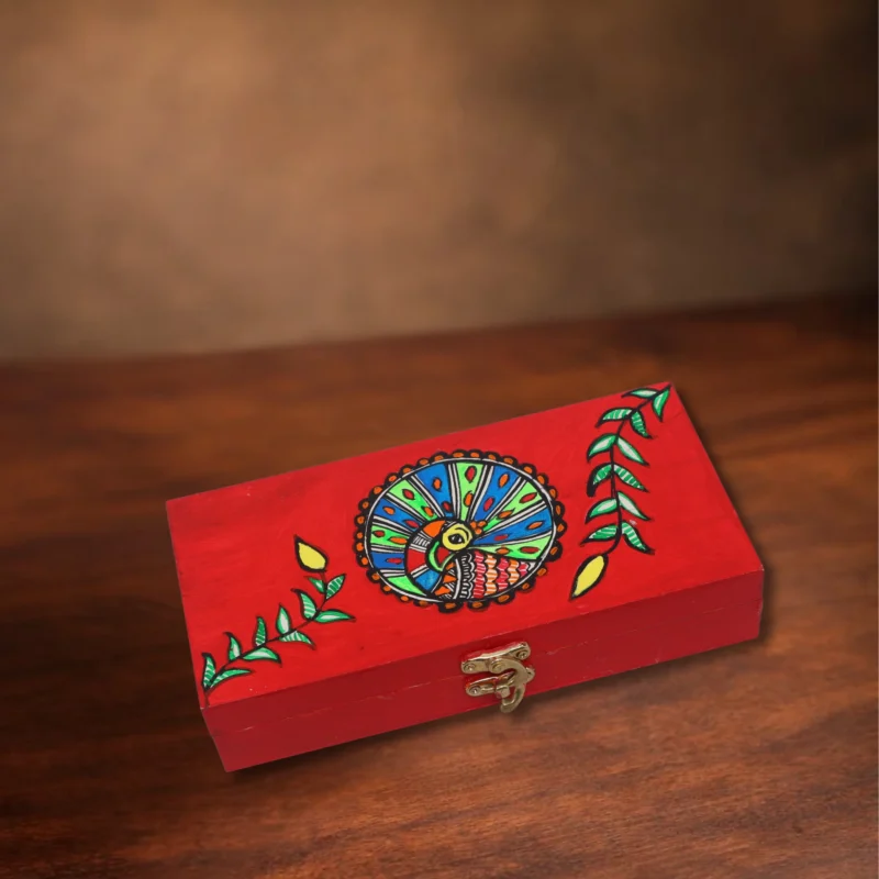 madhubani dancing peacock decorative gift box