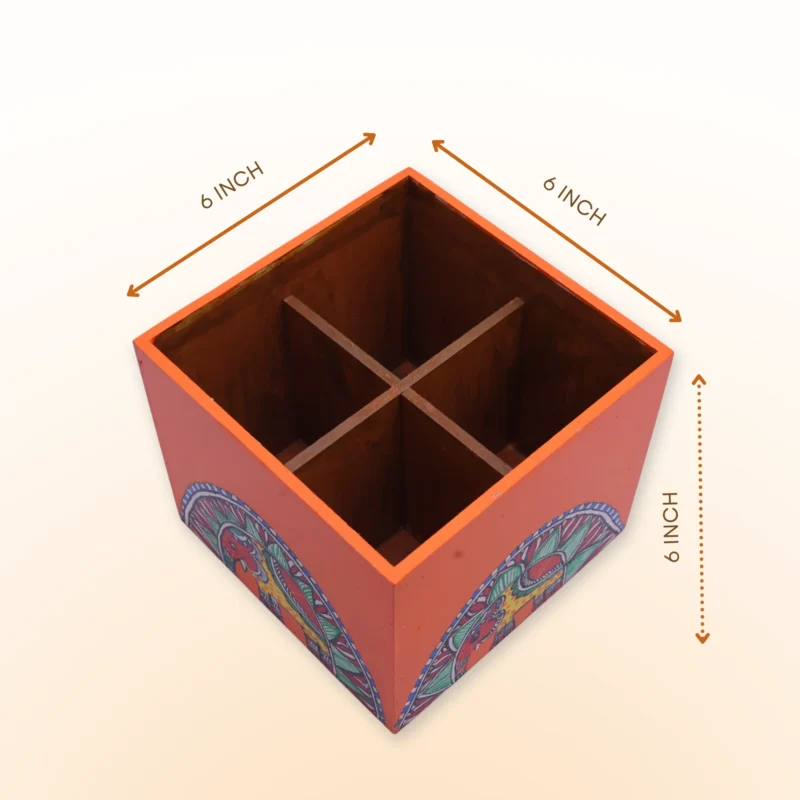 madhubani elephant cutlery holder