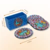 madhubani fish design coaster set with stand