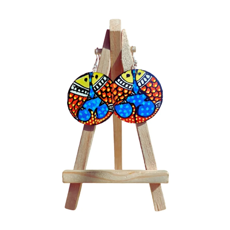 madhubani twin fish earrings