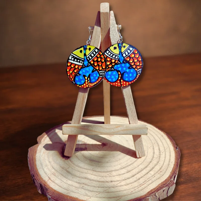 madhubani twin fish earrings