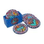 madhubani fish handpainted coaster set of 6