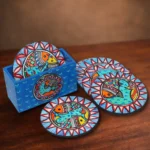 madhubani fish handpainted coaster set