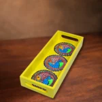 madhubani fish motifs long serving tray