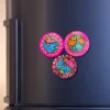 madhubani fish theme pink fridge magnet set of 3