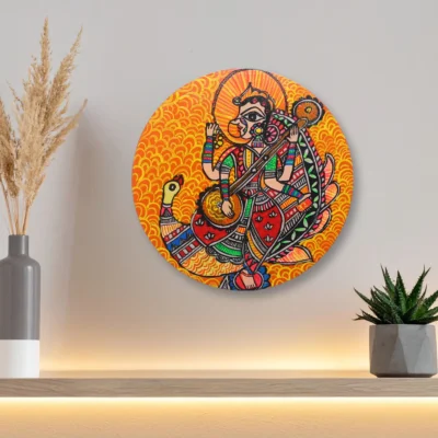 madhubani goddess saraswati artwork decorative wall plate