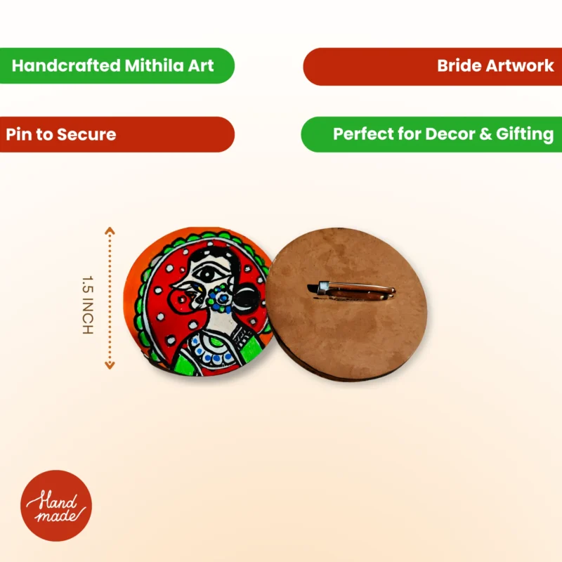 madhubani handpainted ladkiwale brooch