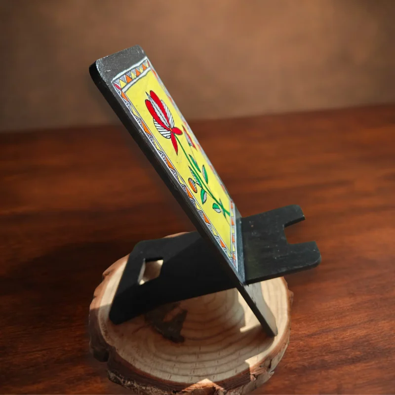 madhubani handpainted phone stand and holder for desk