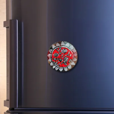 madhubani kachni lotus fridge magnet