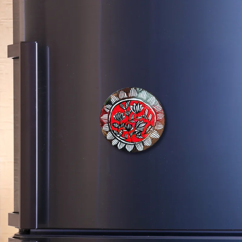 madhubani kachni lotus fridge magnet