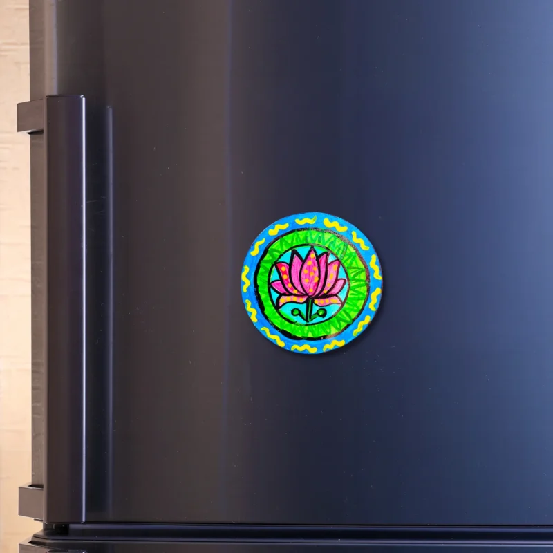 madhubani lotus fridge magnet