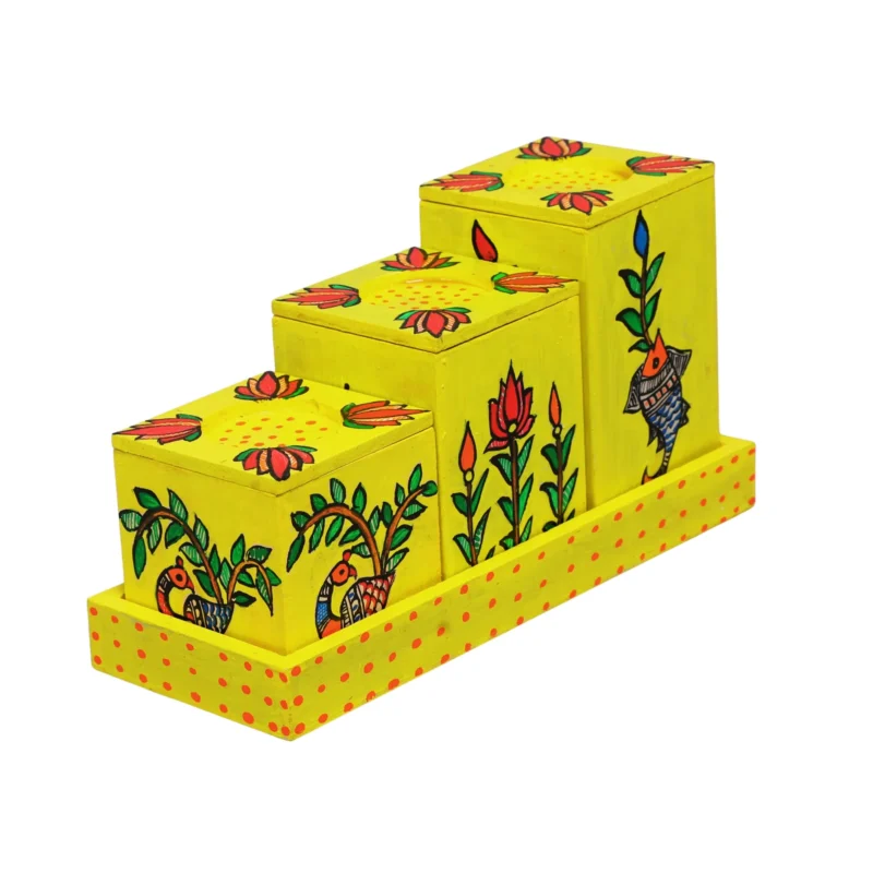 madhubani multipurpose organizer set handpainted gift