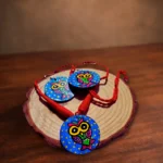 madhubani owl earring and pendant set