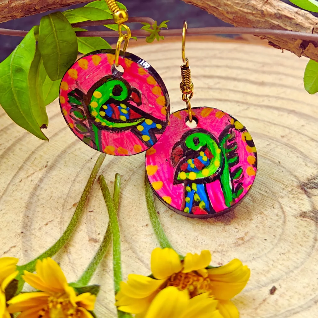 madhubani parrot earring and accessories