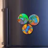 madhubani peacock and fish fridge magnet set of 3