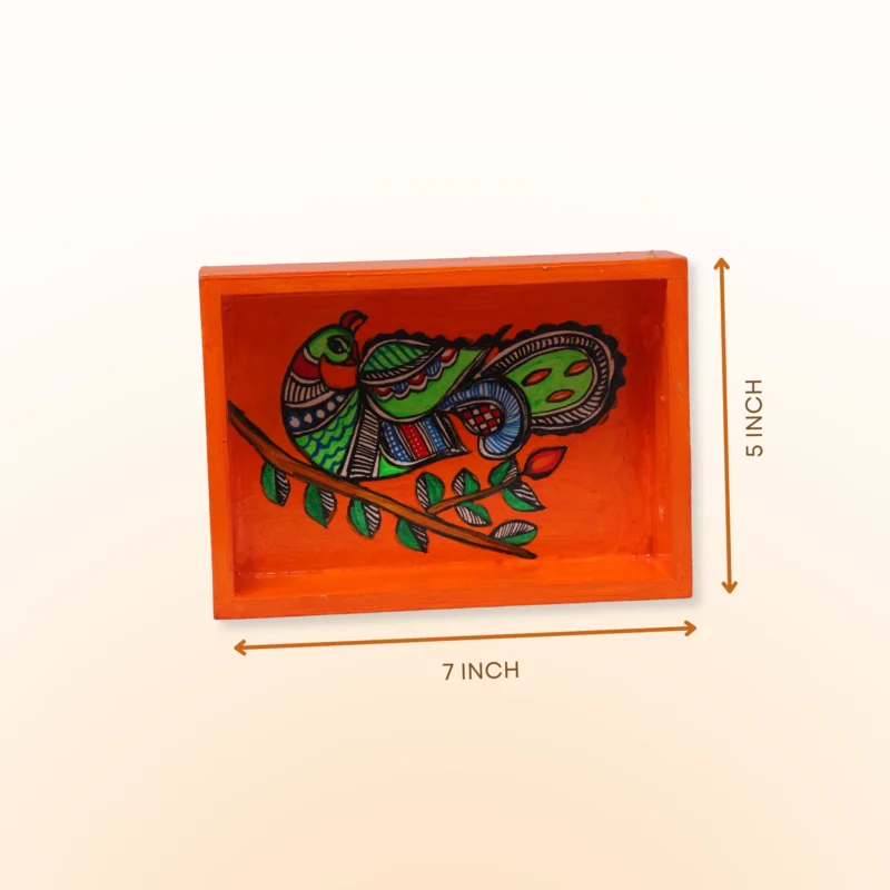 madhubani peacock mini tray