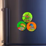 madhubani peacock theme fridge magnet set of 3