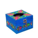 madhubani pond theme tissue box handpainted table decor