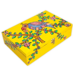 madhubani bird keepsake box velvet lined