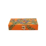 madhubani bird orange keepsake box with latch