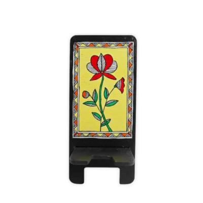 madhubani flower handpainted phone stand