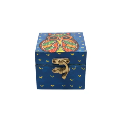 madhubani owl pretty box for storage with latch