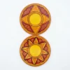 madhubani art red orange tealight holder set of 2