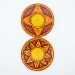 madhubani art red orange tealight holder set of 2