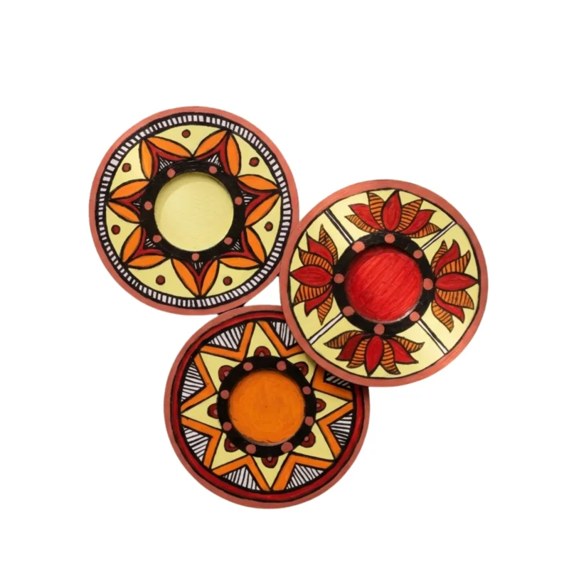 madhubani art tealight holder set of 3