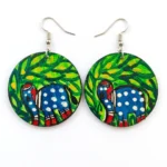 madhubani elephant under tree earrings