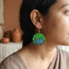madhubani elephant under tree handpainted earrings