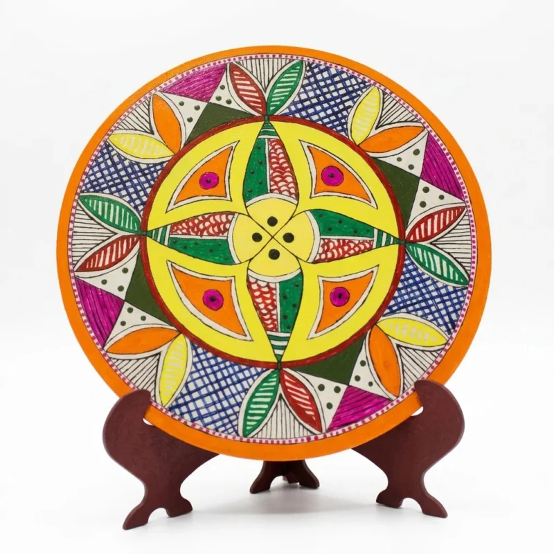 madhubani fish contemporary art with stand