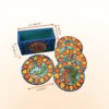 madhubani fish & elephant design coaster set of 6