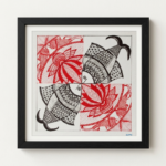 madhubani fish & lotus kachni painting 8x8