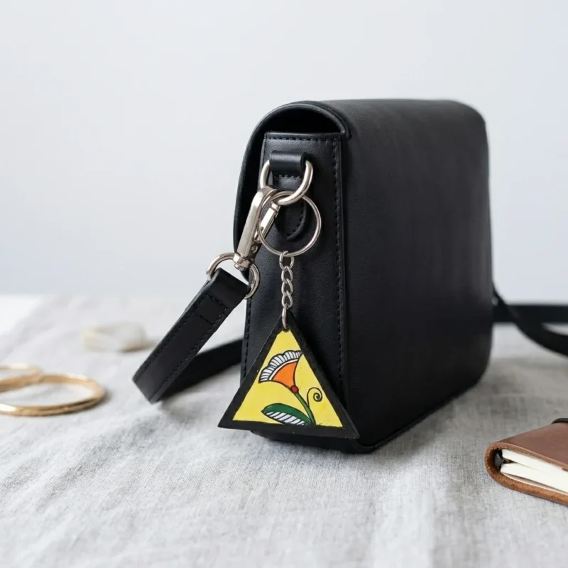 madhubani flower bag charm