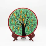 madhubani inspired tree of life decor plate with stand
