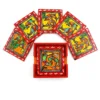 madhubani parrot couple square coaster set of 6 with stand