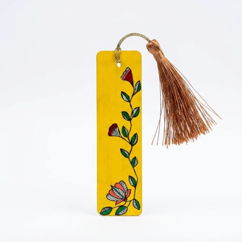 madhubani floral bookmark with tassel